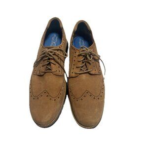 MARK NASON Short Wing Tip Brown Leather Mens 12 Dress Shoes Suede Tan Rockabilly